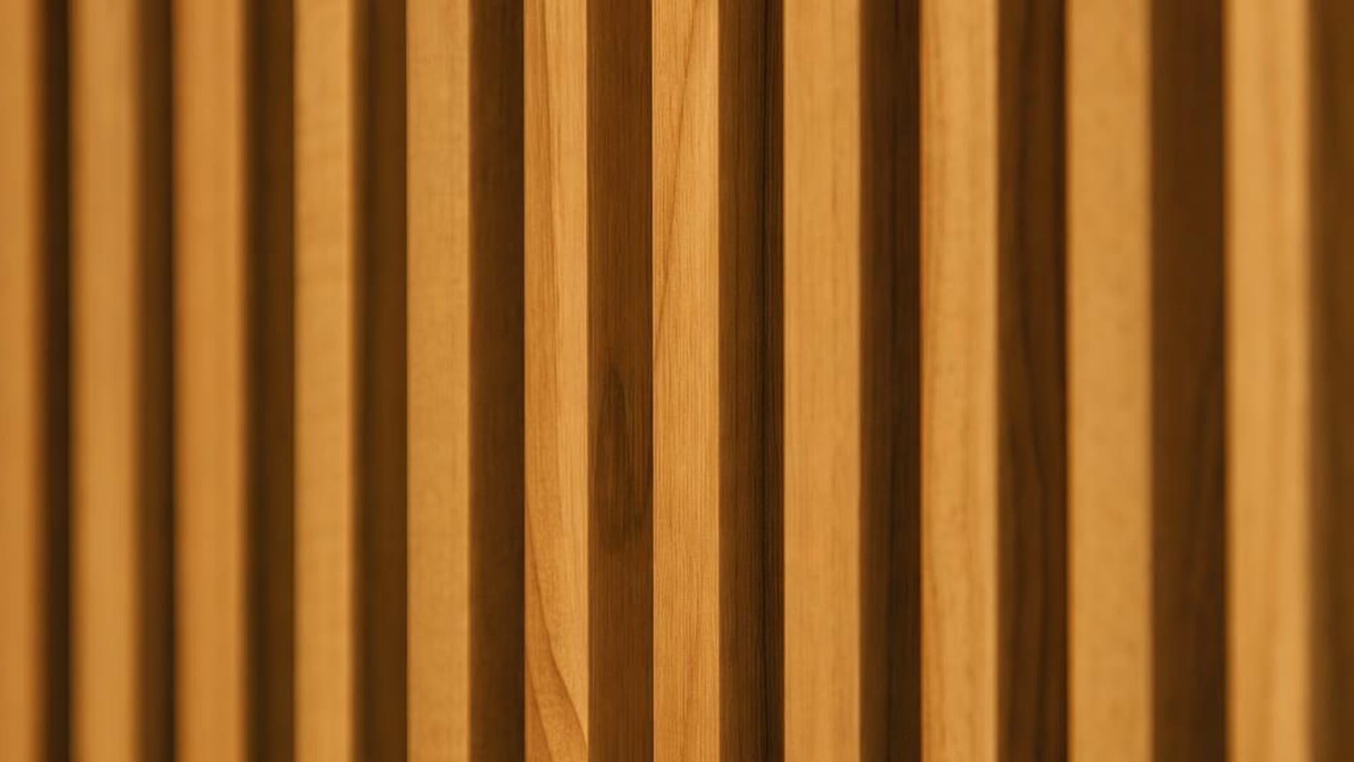 Close-up of cedar slats in warm amber light