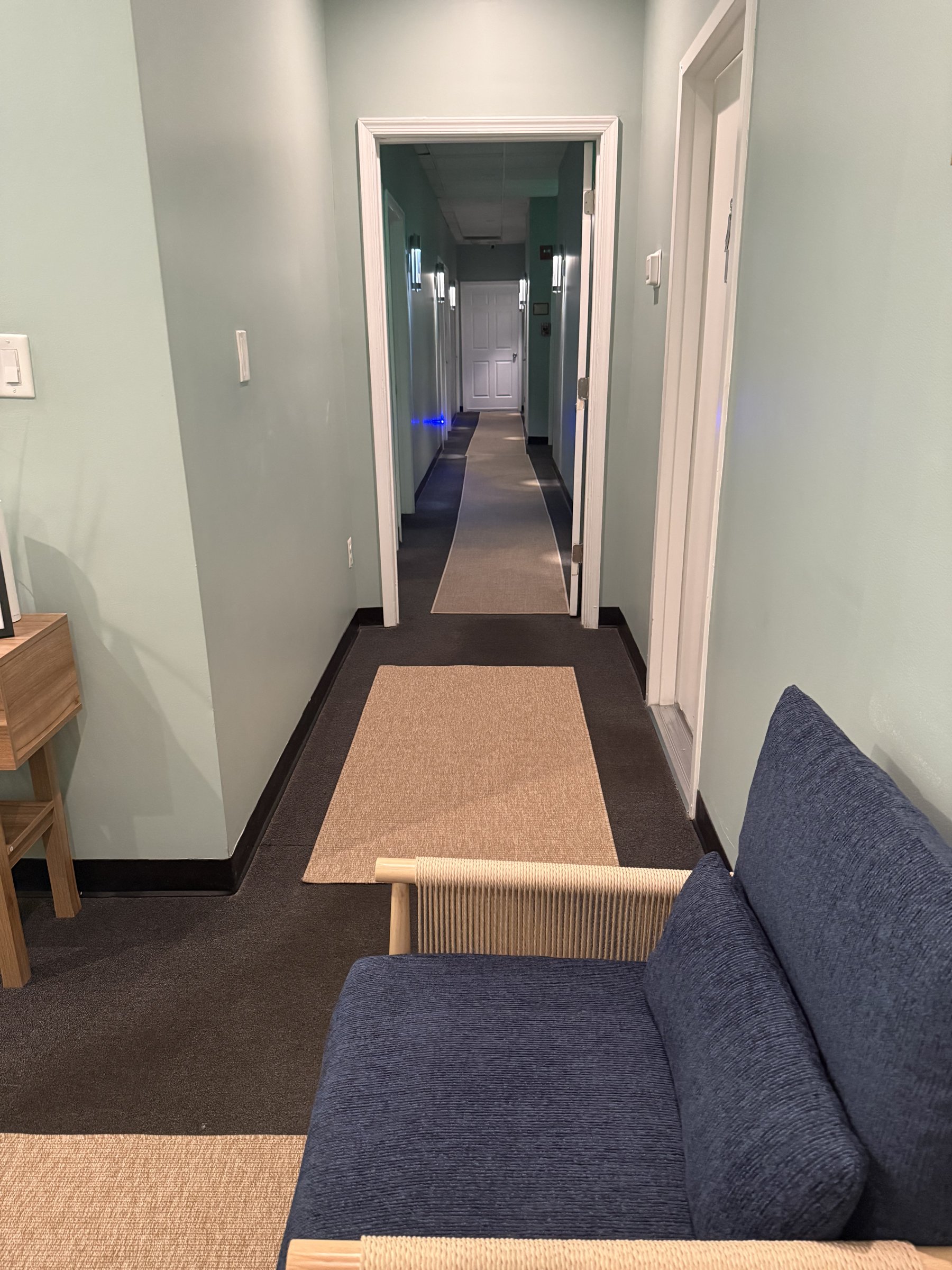 Hallway leading to the private treatment rooms